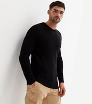 New Look Black Fine Knit Crew Neck Muscle Fit Jumper